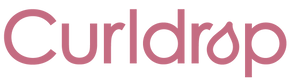 The wordmark 'Curldrop' in a rounded dusty pink serif typeface.