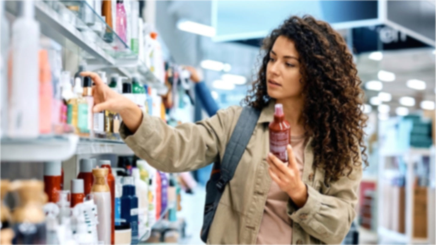 Woman shopping for hair products