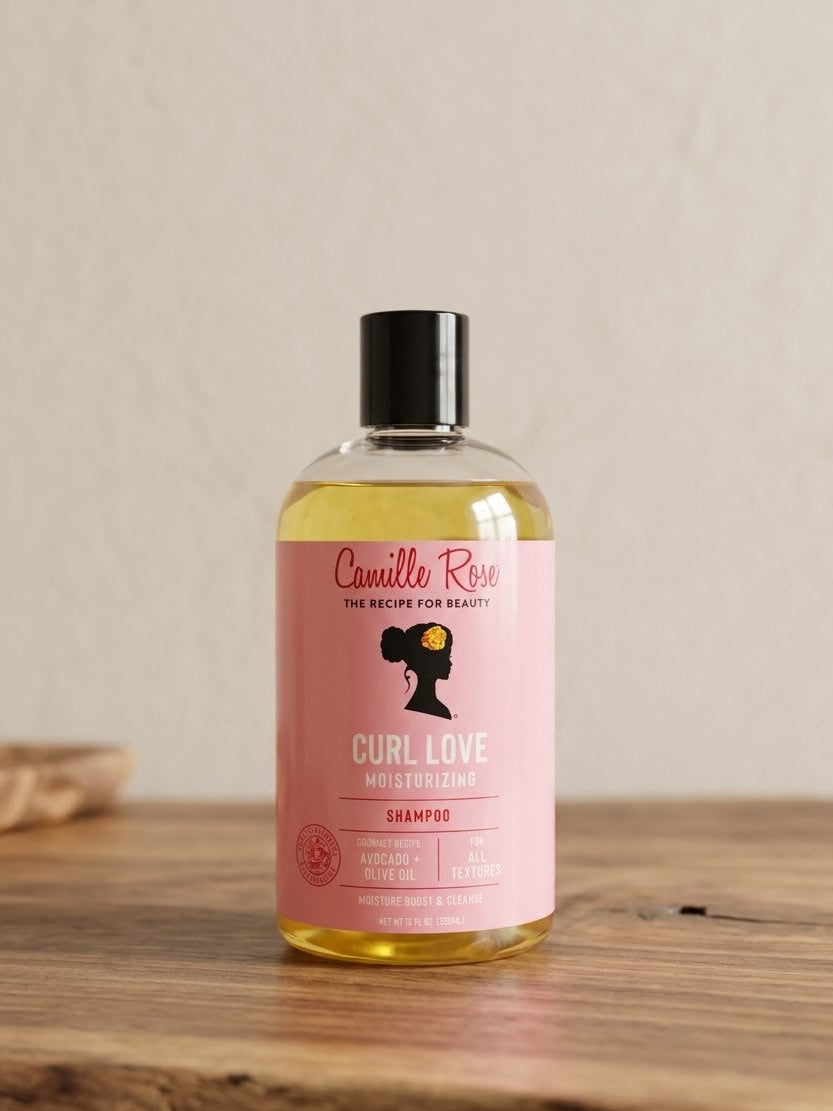 Camille rose shampoo on a wooden table